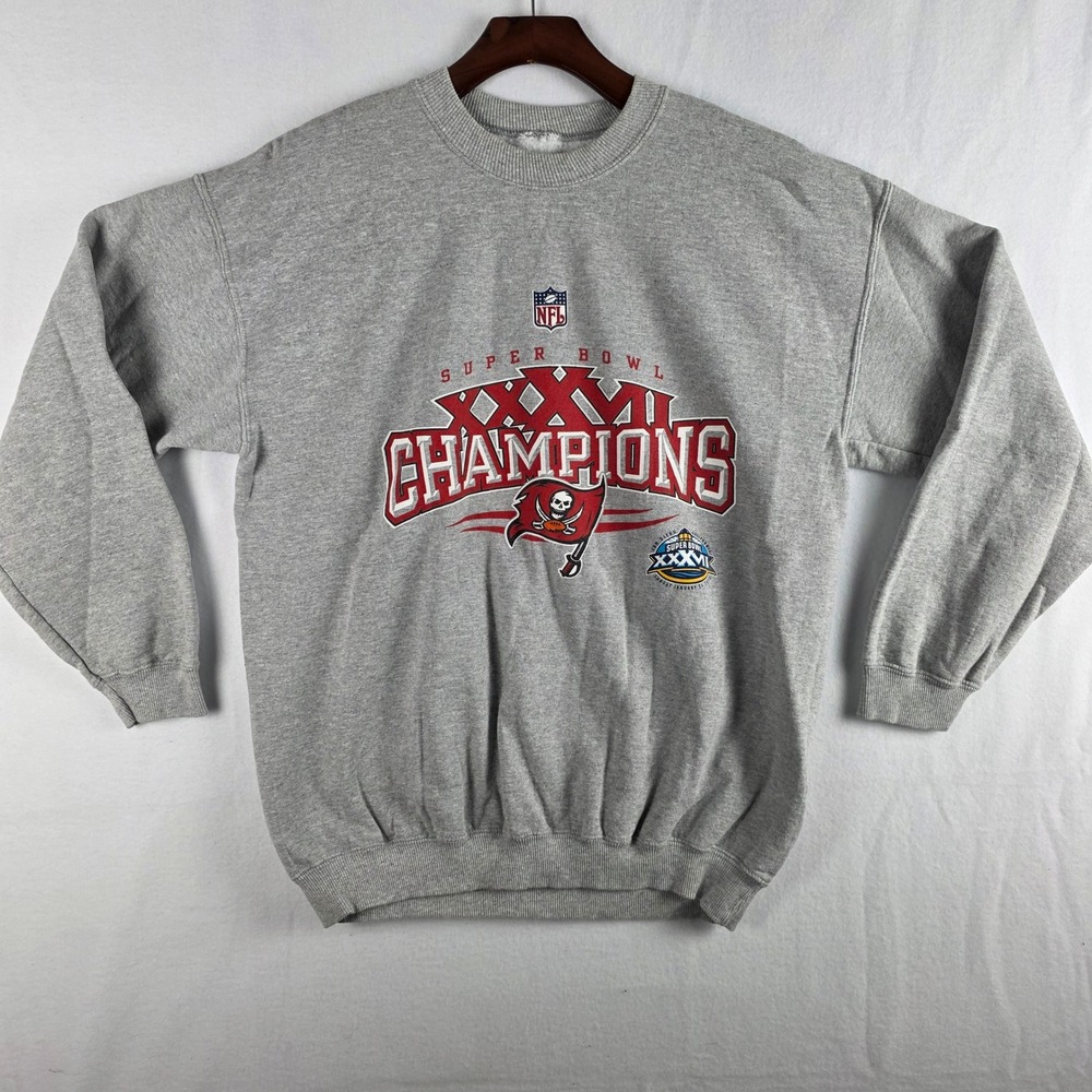 NFL Tampa Bay Buccaneers Super Bowl XXXVII Champions Grey Sweatshirt Mens XL